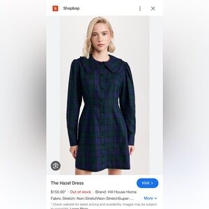 Hill House Hazel dress- NWT size XL in blackwatch Tartan